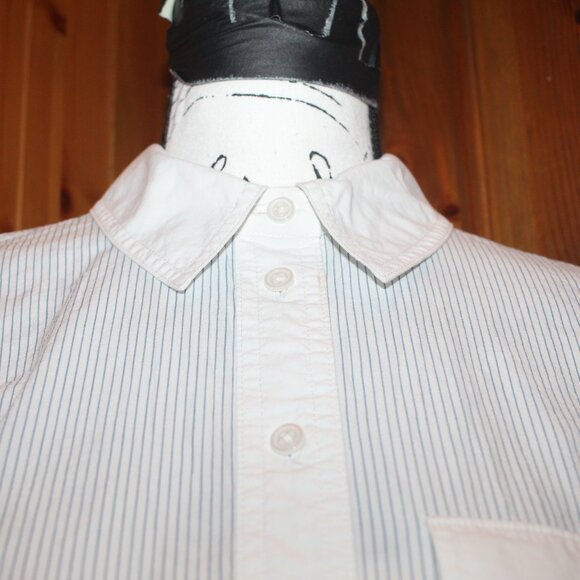 Madewell Flap-Pocket Crop Button-Up Shirt in Poplin Pin Striped Size S - Picture 5 of 11